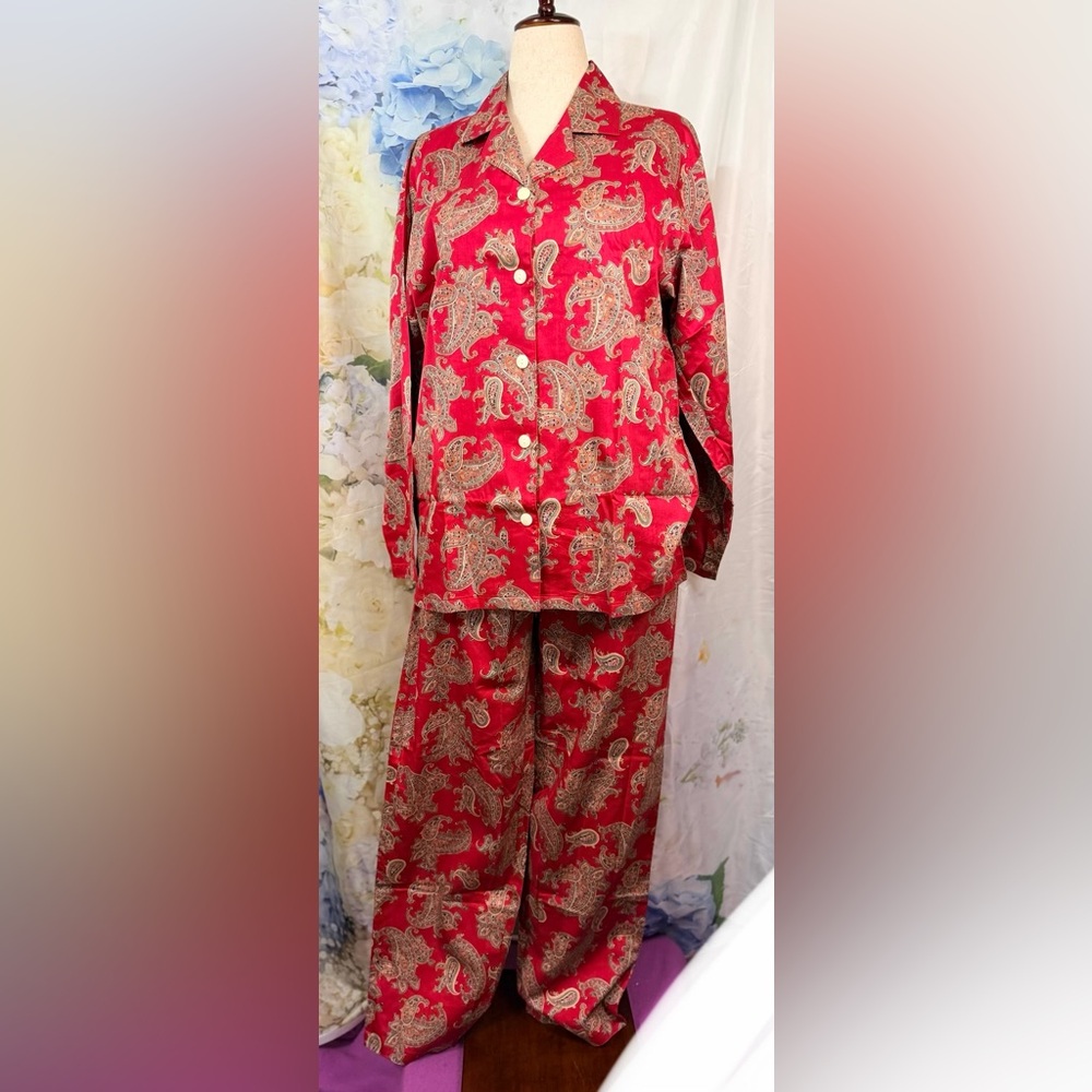 Alexander DelRossa Men’s Red Paisley Pajama Set Size M cotton Academia lux prep
